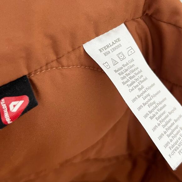 Everlane The Renew Long Lined Quilted Puffer Jacket Womens Large Rust Orange - Picture 13 of 15